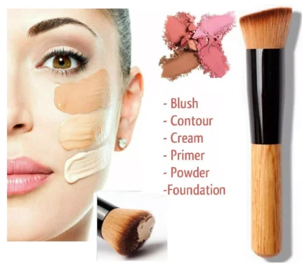 Flat Top Kabuki Foundation Brush Liquid Powder Blusher Buffing Make Up Brush UK
