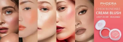 PHOERA® Cream Blush Natural Cheek Blendable Blusher Sweat-Resistant Non-Greasy